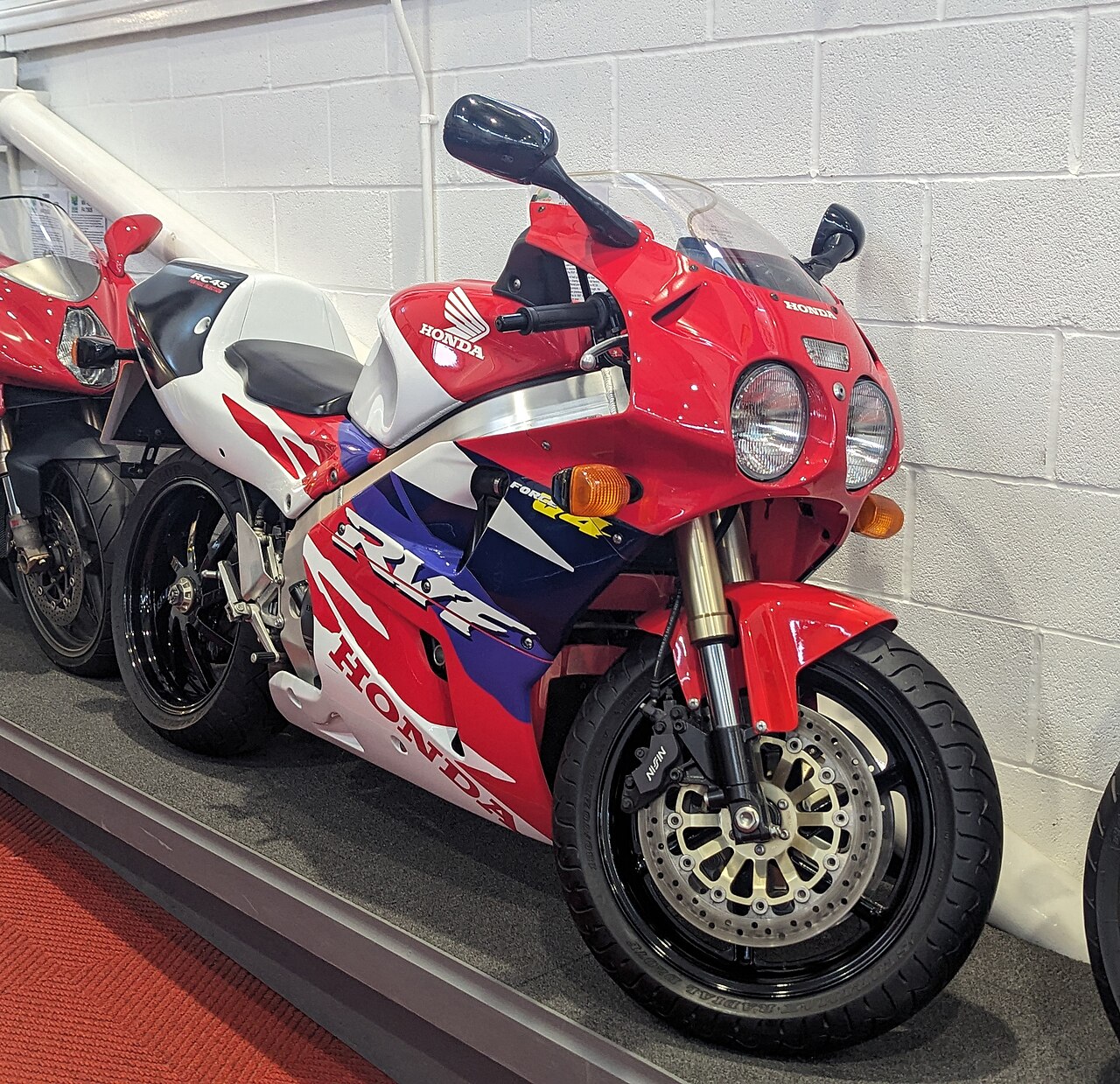 Honda RVF750R RC45 in red, white and blue, the superbike the NC35 was modelled on