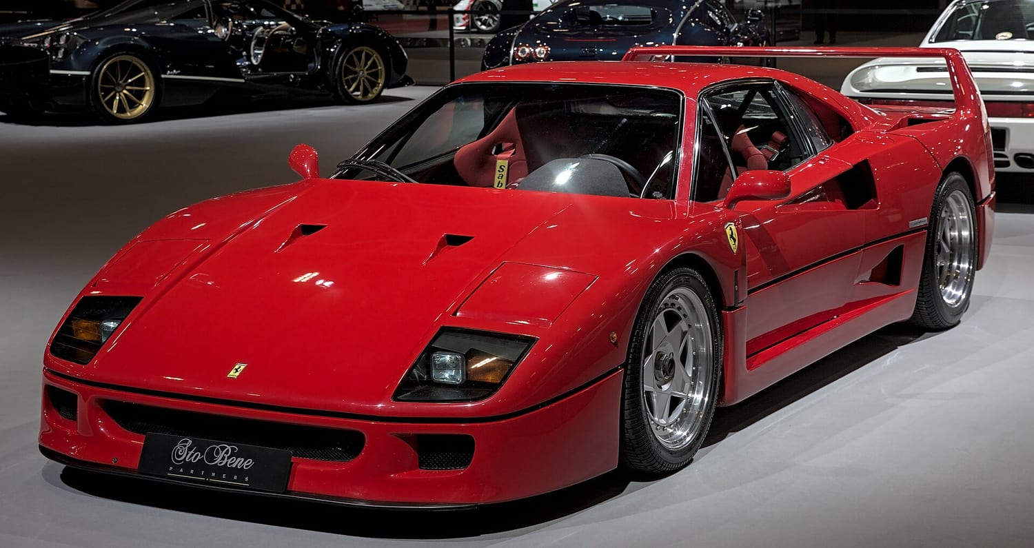 Red Ferrari F40 at the Geneva International Motor Show 2024