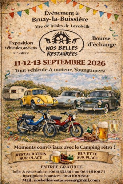 Exposition de véhicules anciens et camping rétro
