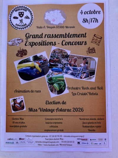 Rassemblement véhicules Vintage et élection Miss Astarac