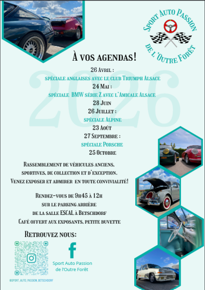 Rencontres mensuelles du Sport Auto Passion de l’outre forêt